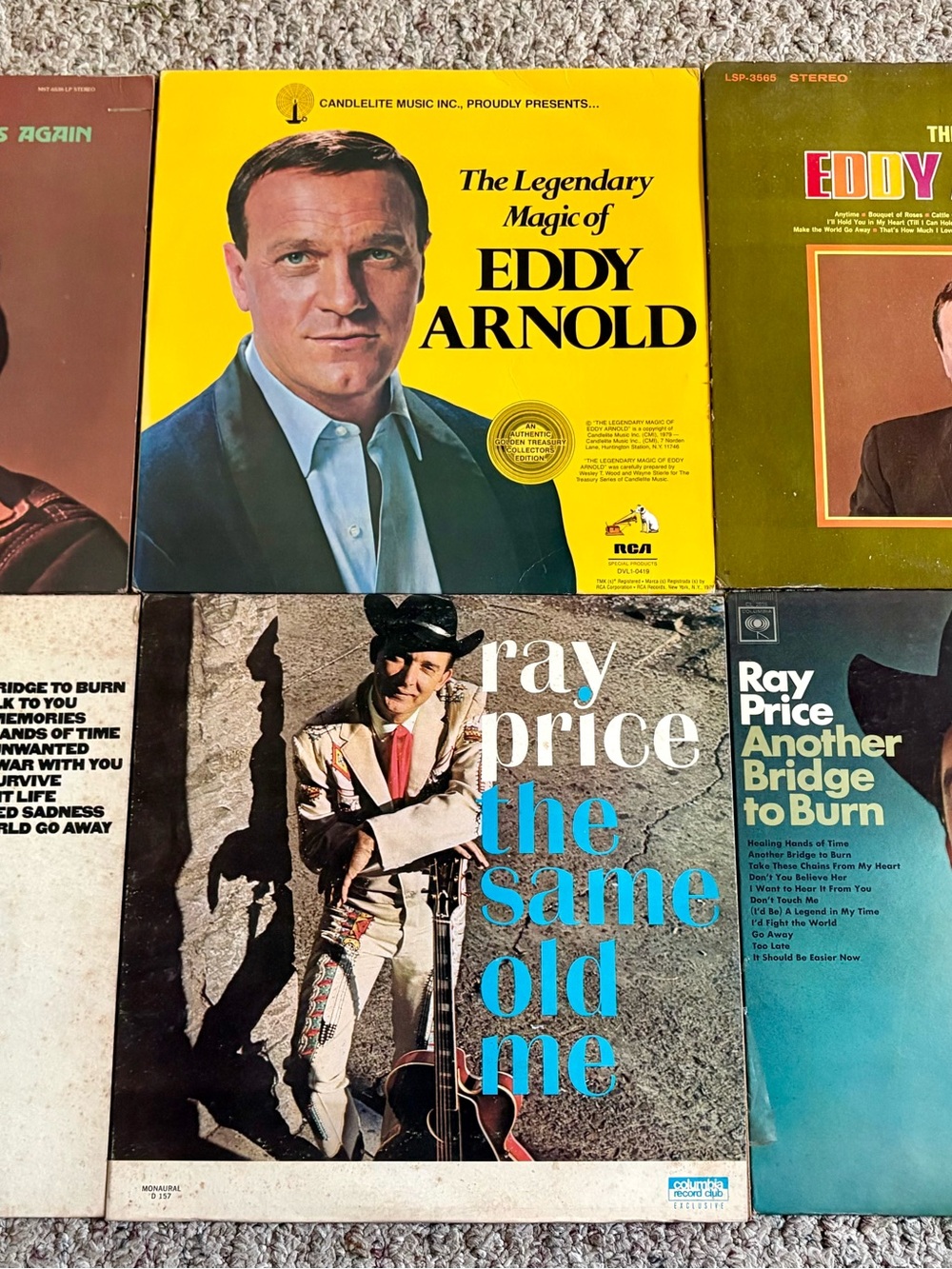 Lot Of 6 Ray Price & Eddie Arnold Classic Country Vinyl LPs 60s 70s VG To VG+